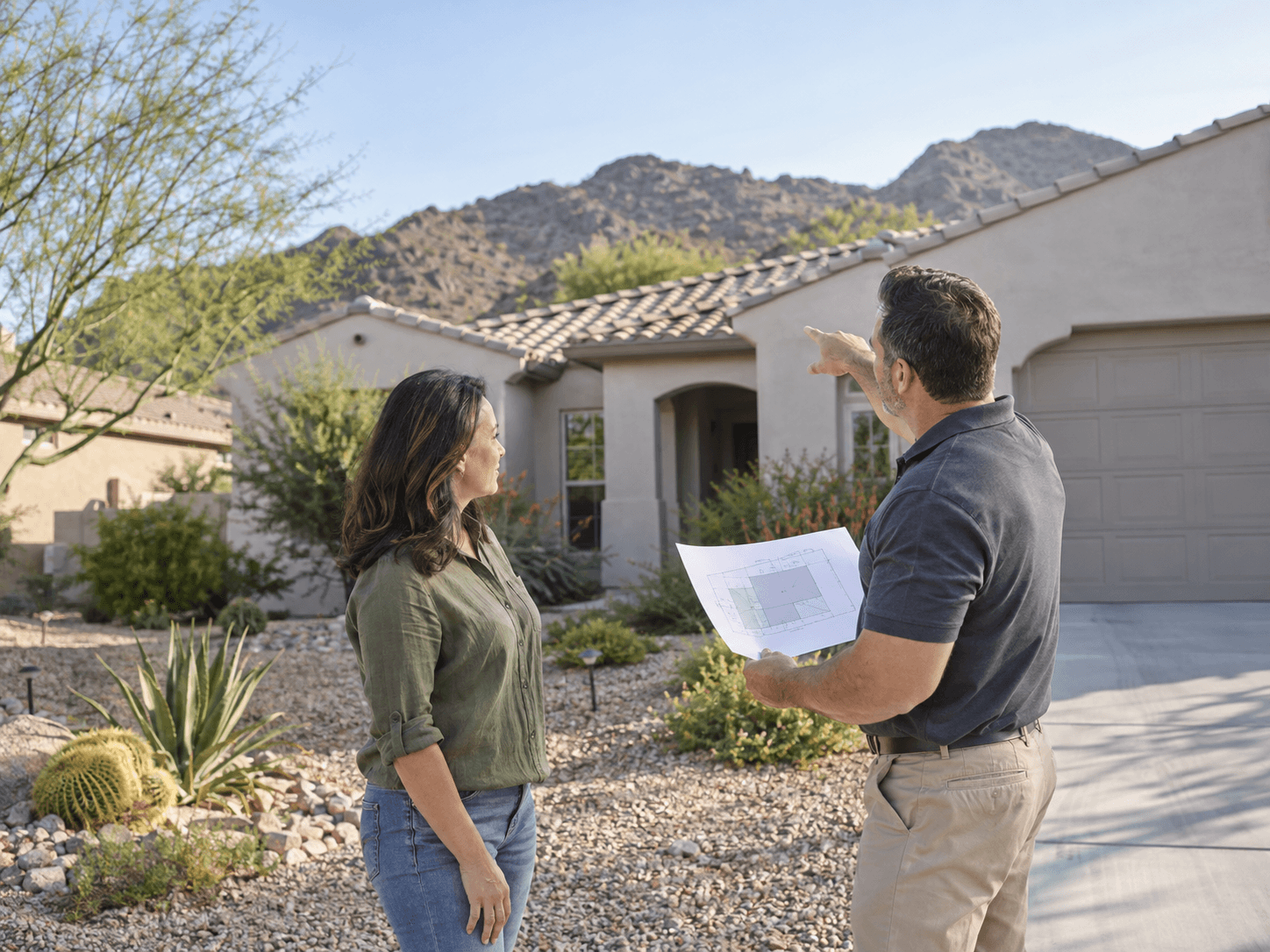 Solar professional assessing a Phoenix home